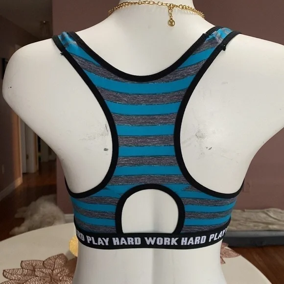 Body Form 34C Work Hard Play
Hard Activewear Sports striped race back Bra - Picture 5 of 9